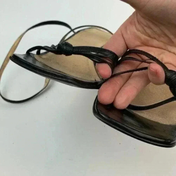 black Italian leather heels size 37 strappy party - Picture 8 of 8